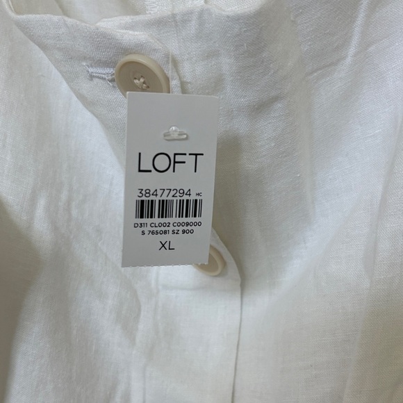 LOFT White Linen Button-Front Tank Top - Picture 3 of 7